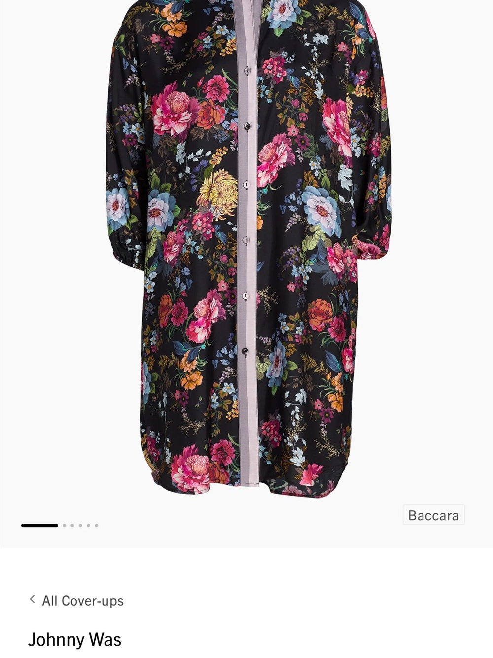Johnny Was Floral Button-Up Dress/Cover Up- Black with Multicolor Flowers - Picture 2 of 10